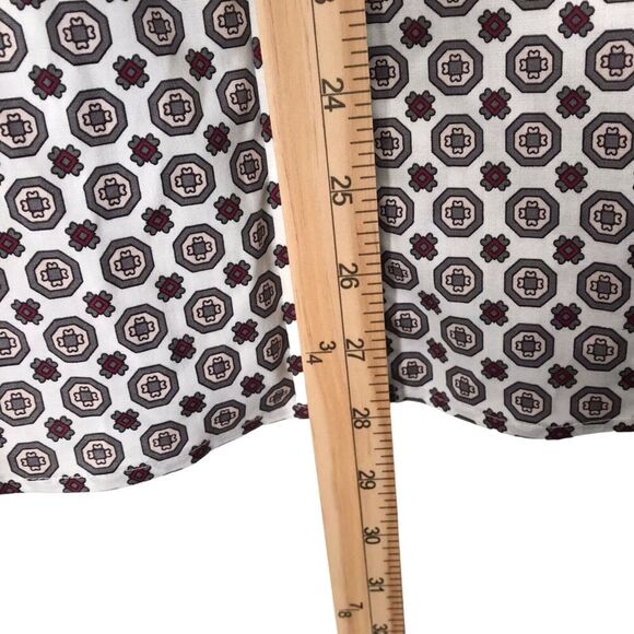 Talbots Shirt Size 16 White Geo Pattern Button Up Wrinkle Resistent Long Sleeve - Picture 6 of 9